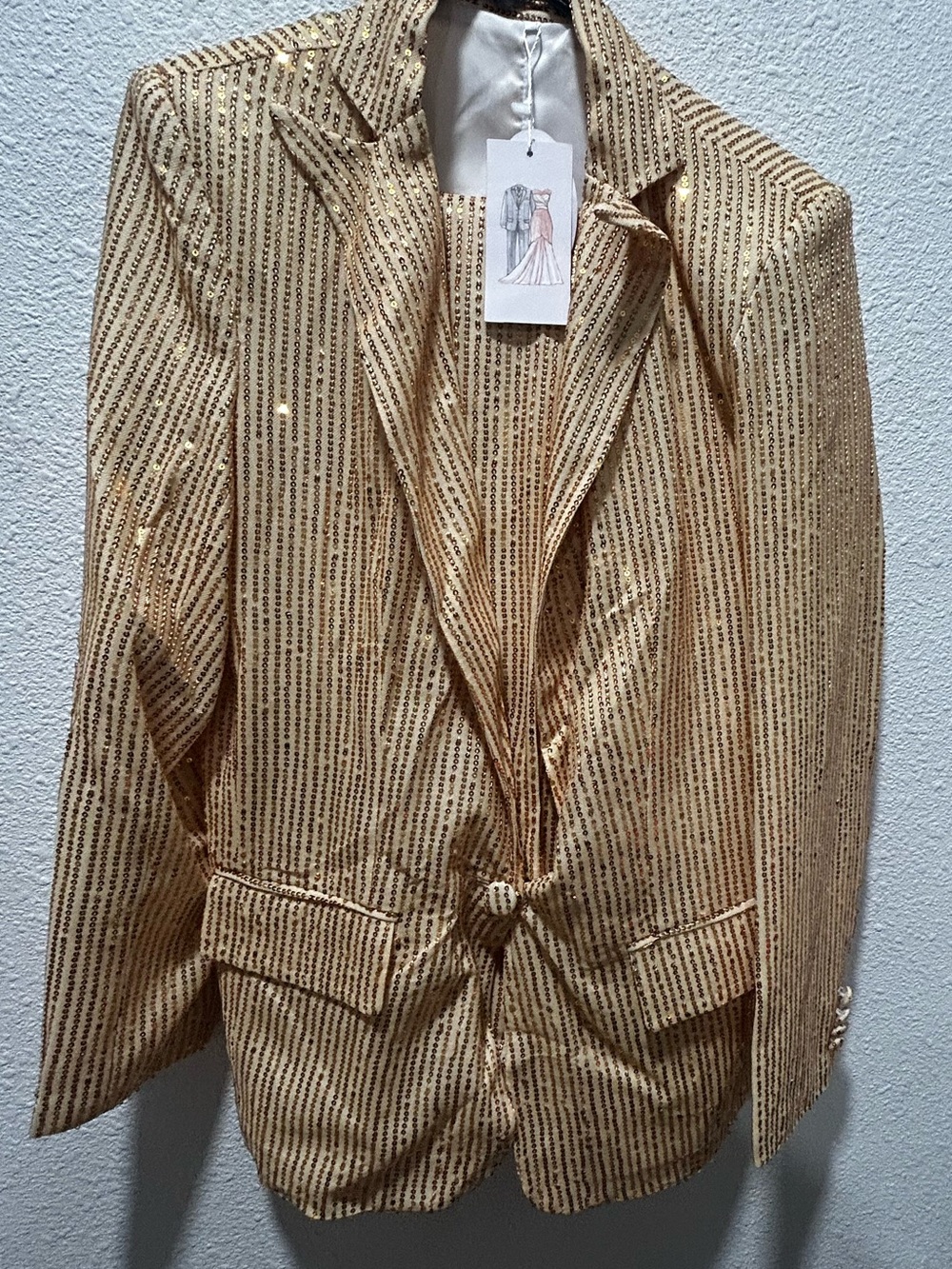Gold Sequin Striped Blazer Jacket and pant set